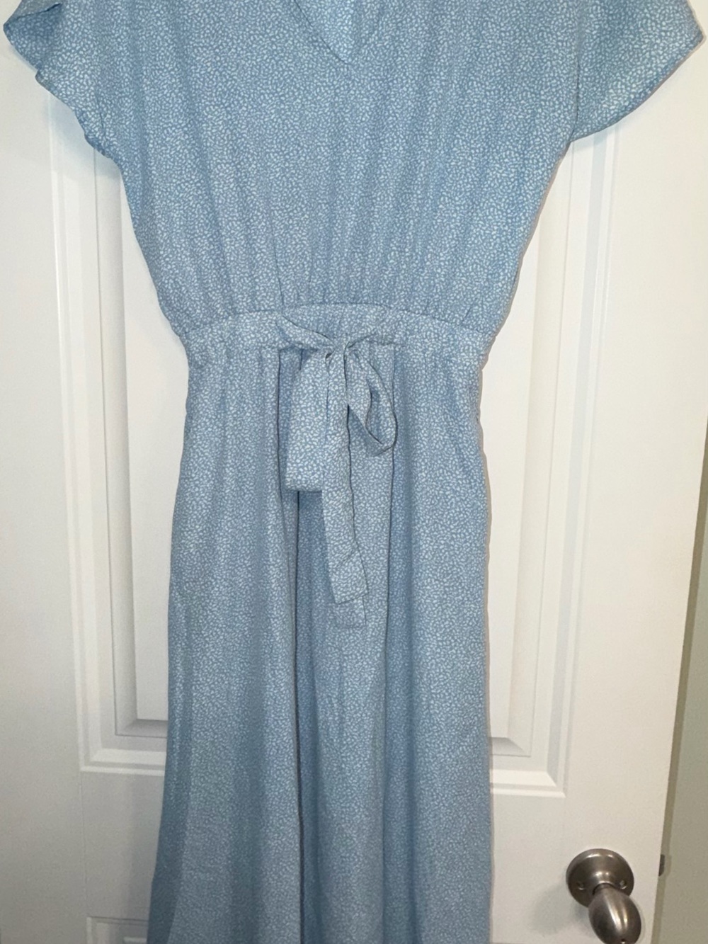 Sienna Sky Light Blue Floral Tie-Waist Casual Dress